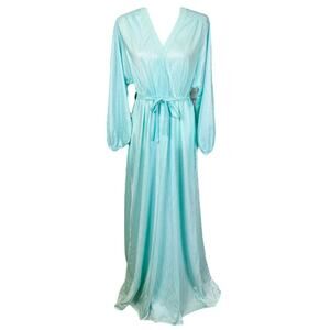 𝅺Vintage Miss Elaine Full Length Sheer Robe fits S/M Mint Green Union Made USA